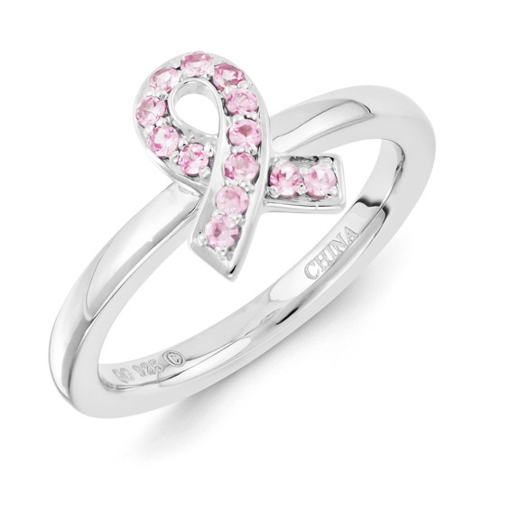 Sterling Silver Stackable Expressions Created Pink Sapphire Ring