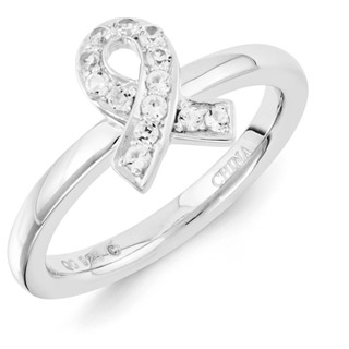 Sterling Silver Stackable Expressions Created White Sapphire Ring