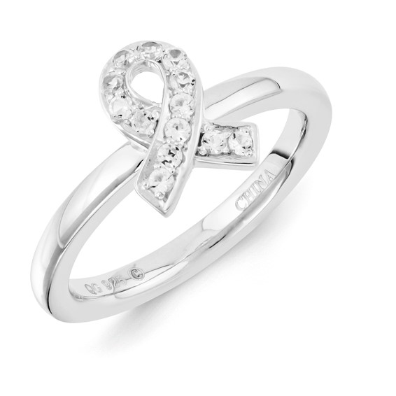 Sterling Silver Stackable Expressions Created White Sapphire Ring