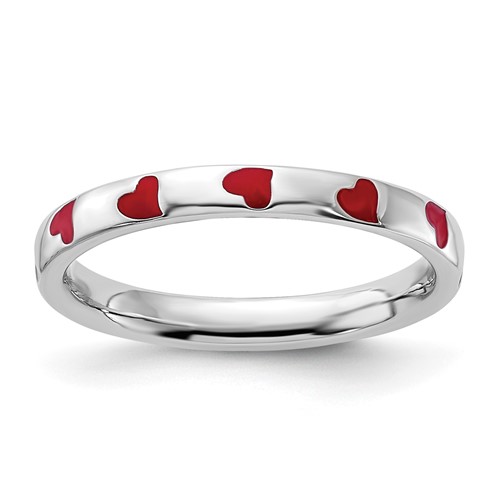Sterling Silver Stackable Expressions Red Enameled Ring