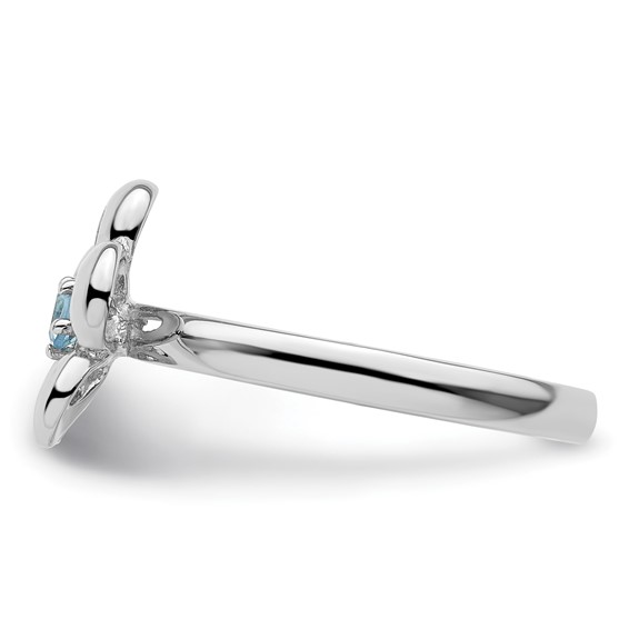 Sterling Silver Stackable Expressions Polished Gemstone Flower Rings