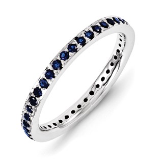 Sterling Silver Stackable Expressions Created Sapphire Ring