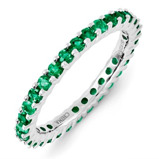 Sterling Silver Stackable Expressions Created Emerald Ring