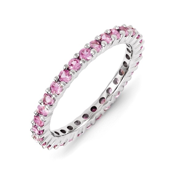 Sterling Silver Stackable Expressions Created Pink Sapphire Ring