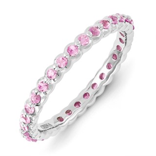 Sterling Silver Stackable Expressions Created Pink Sapphire Ring