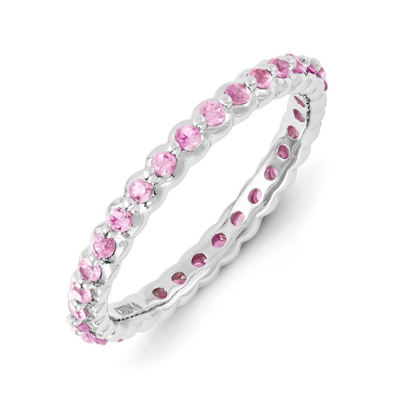 Sterling Silver Stackable Expressions Created Pink Sapphire Ring
