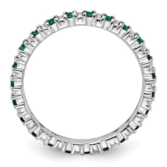 Sterling Silver Stackable Expressions Created Emerald Ring