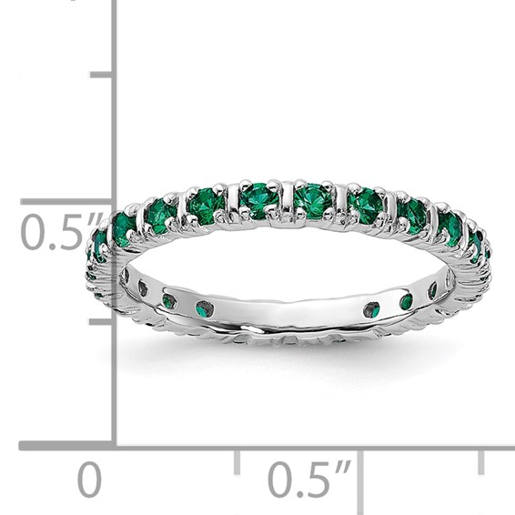 Sterling Silver Stackable Expressions Created Emerald Ring
