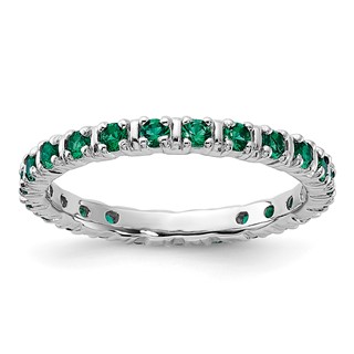 Sterling Silver Stackable Expressions Created Emerald Ring