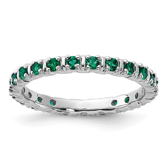 Sterling Silver Stackable Expressions Created Emerald Ring