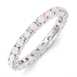 Sterling Silver Stackable Expressions Created Opal Ring