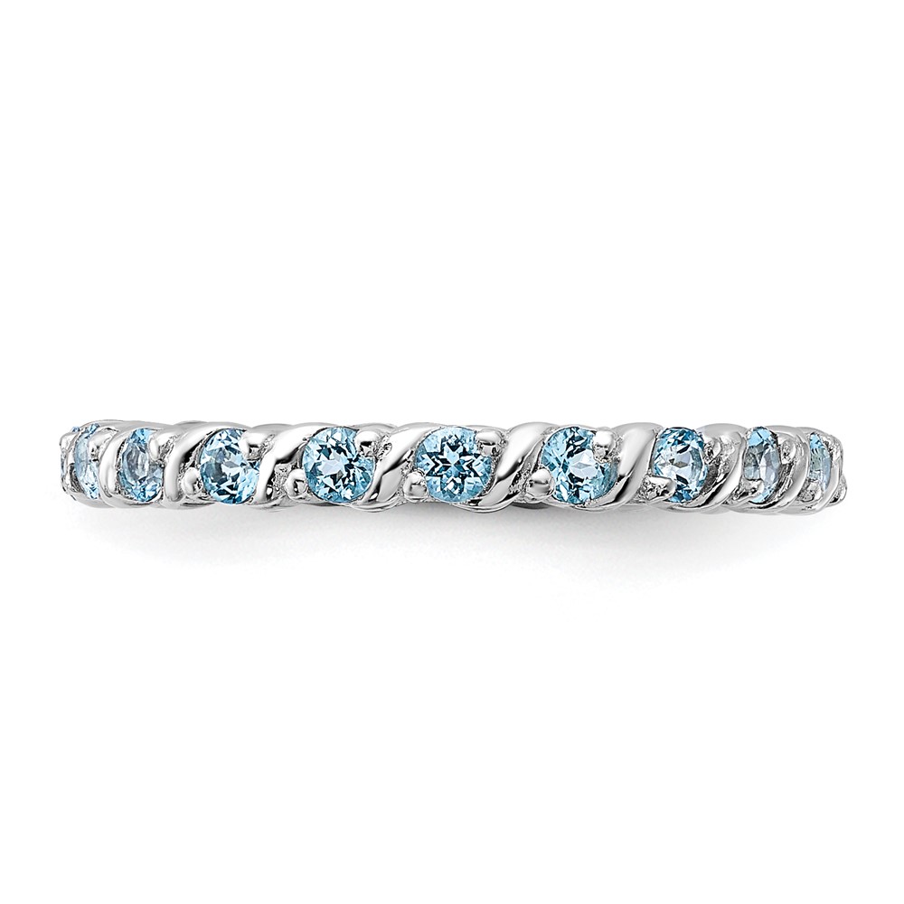 Sterling Silver Stackable Expressions Blue Topaz Ring Size 9 for Women detailed image 4