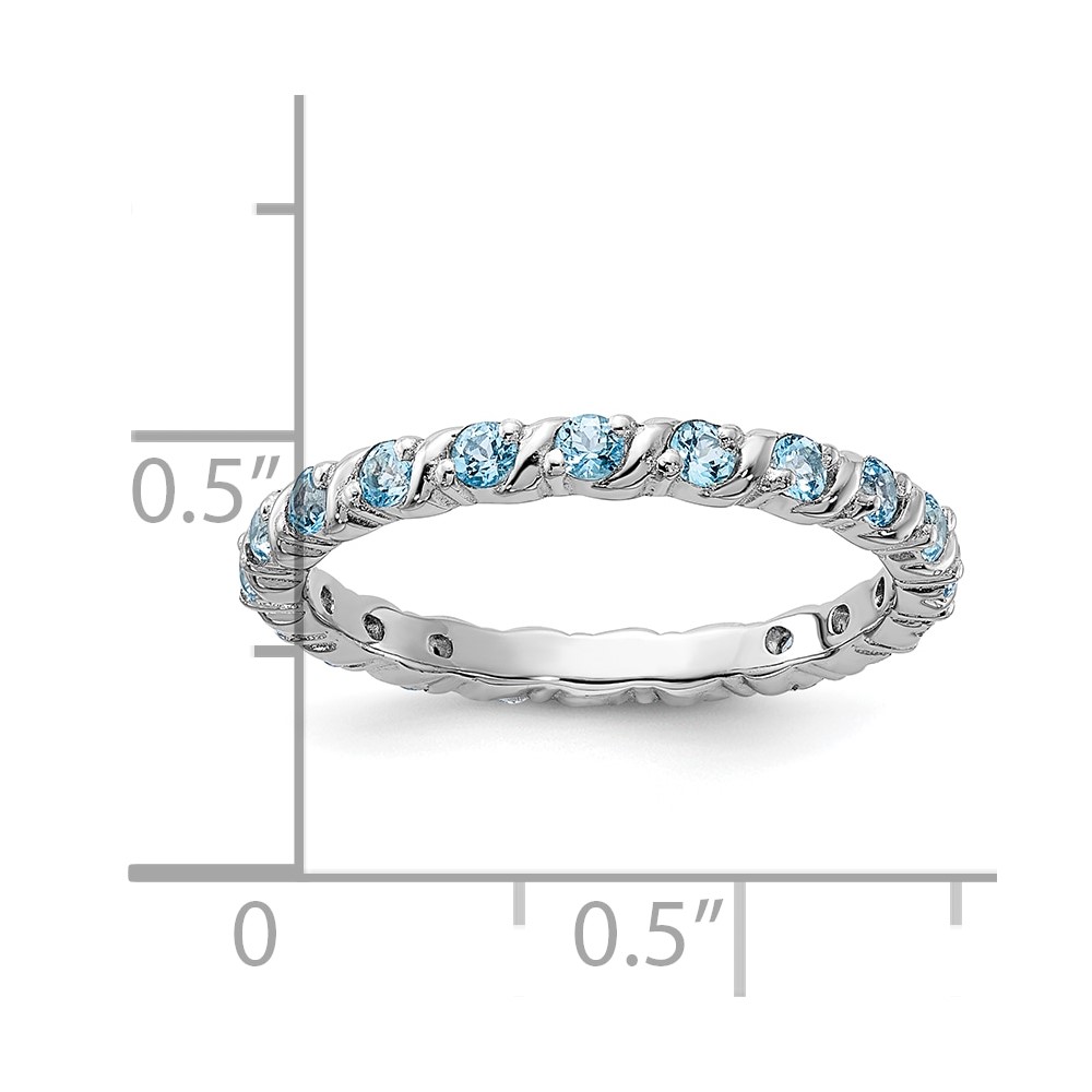 Sterling Silver Stackable Expressions Blue Topaz Ring Size 9 for Women detailed image 3