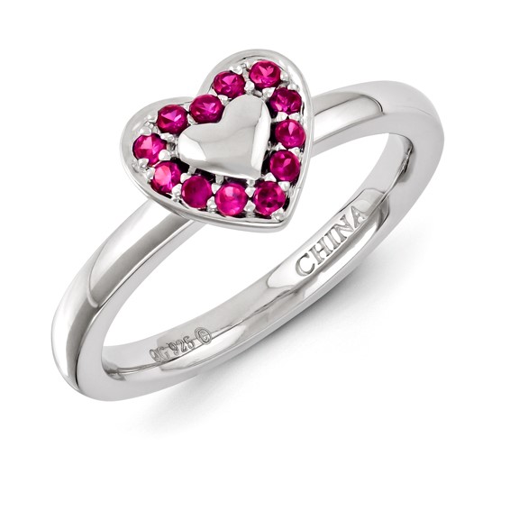 Sterling Silver Stackable Expressions Created Ruby Ring