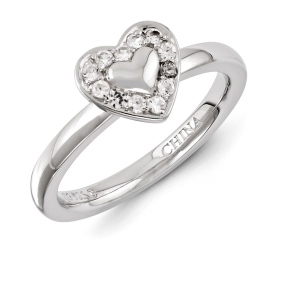 Sterling Silver Stackable Expressions Created White Sapphire Ring