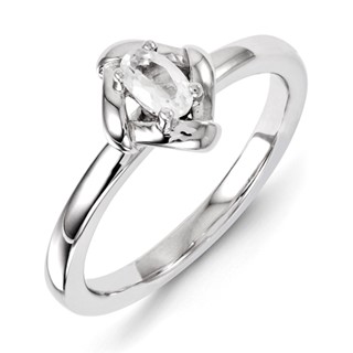 Sterling Silver Stackable Expressions Created White Sapphire Ring