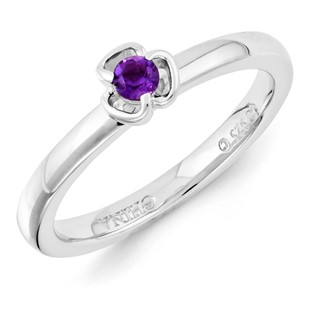 Sterling Silver Stackable Expressions Amethyst Ring