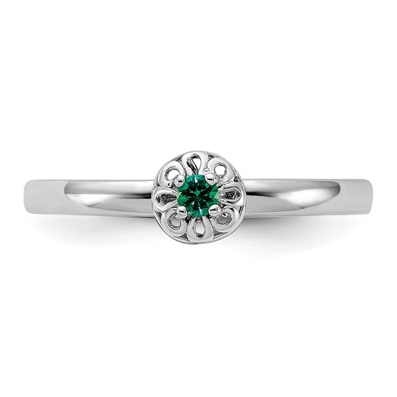 Sterling Silver Stackable Expressions Created Emerald Ring