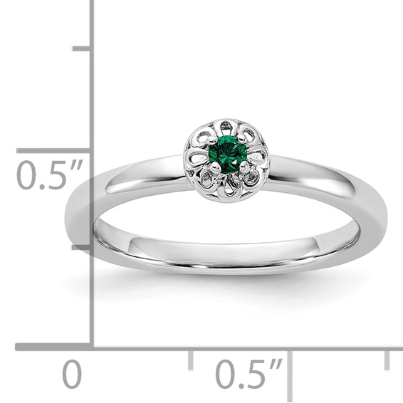 Sterling Silver Stackable Expressions Created Emerald Ring