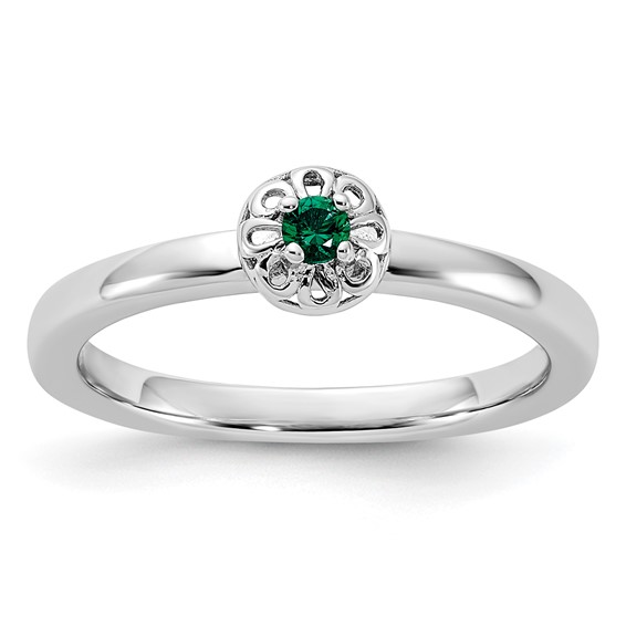 Sterling Silver Stackable Expressions Created Emerald Ring