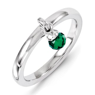 Sterling Silver Stackable Expressions Created Emerald Ring