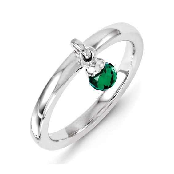 Sterling Silver Stackable Expressions Created Emerald Ring