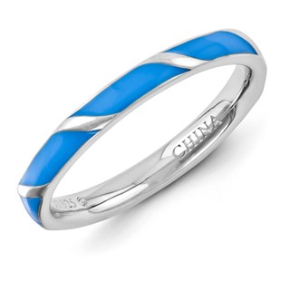 Sterling Silver Stackable Expressions Blue Enameled Ring