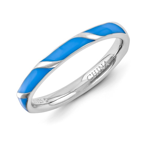 Sterling Silver Stackable Expressions Blue Enameled Ring