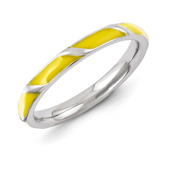 Sterling Silver Stackable Expressions Yellow Enameled Ring