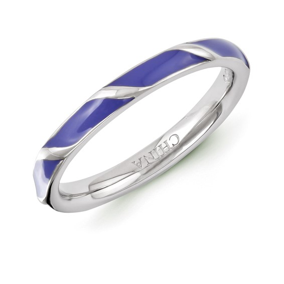 Sterling Silver Stackable Expressions Purple Enameled Ring