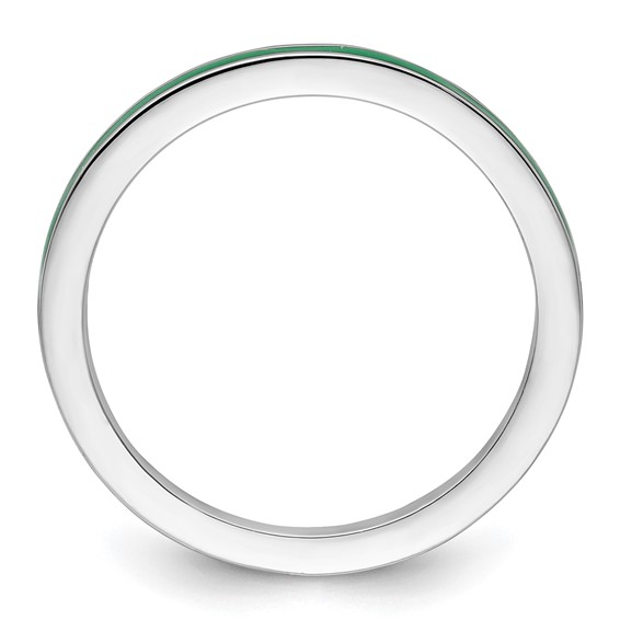 Sterling Silver Stackable Expressions Green Enameled 1.5mm Ring