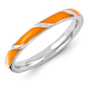 Sterling Silver Stackable Expressions Orange Enameled Ring