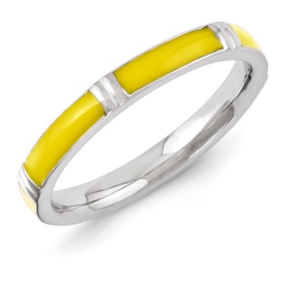 Sterling Silver Stackable Expressions Yellow Enameled Ring