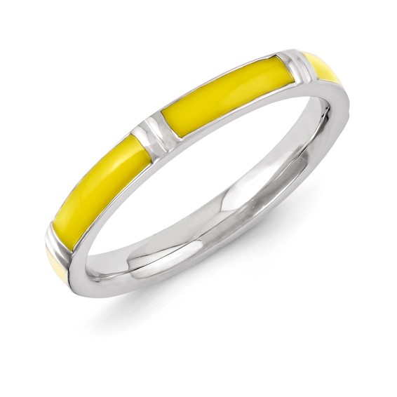 Sterling Silver Stackable Expressions Yellow Enameled Ring