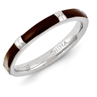 Sterling Silver Stackable Expressions Brown Enameled Ring