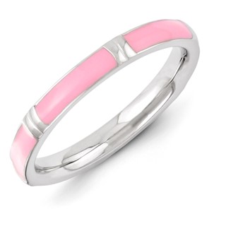 Sterling Silver Stackable Expressions Pink Enameled Ring