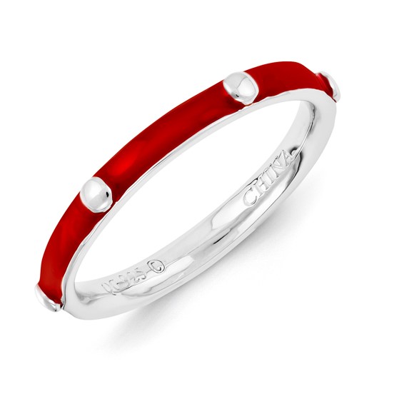 Sterling Silver Stackable Expressions Red Enameled Ring