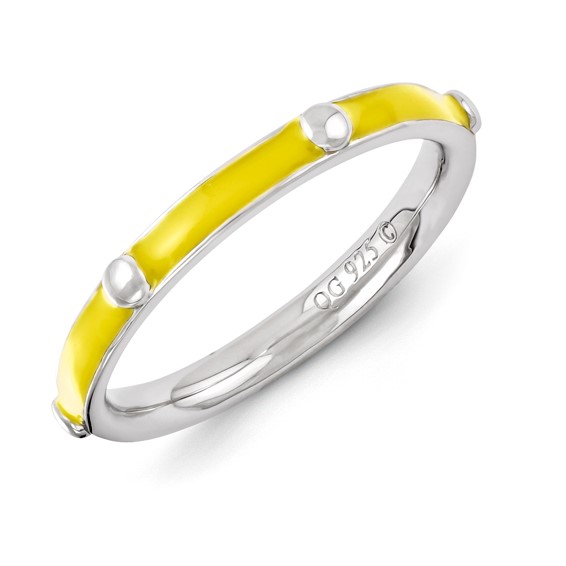 Sterling Silver Stackable Expressions Yellow Enameled Ring