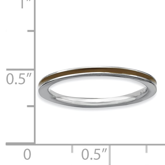 Sterling Silver Stackable Expressions Brown Enameled 1.5mm Ring