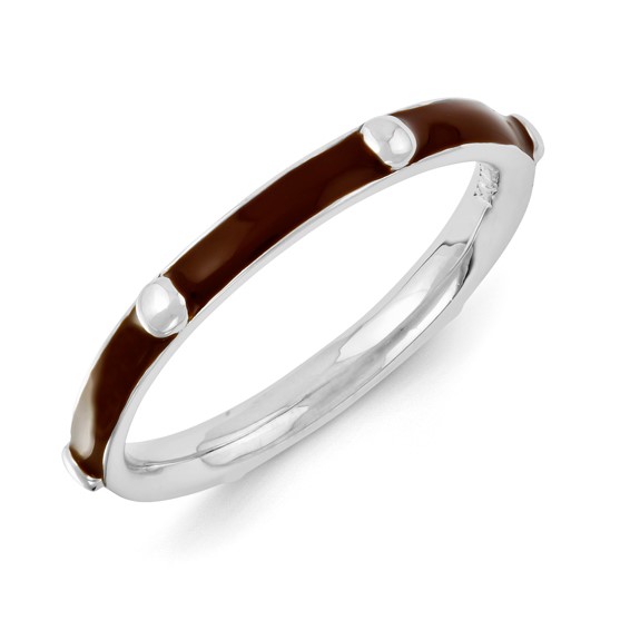 Sterling Silver Stackable Expressions Brown Enameled Ring
