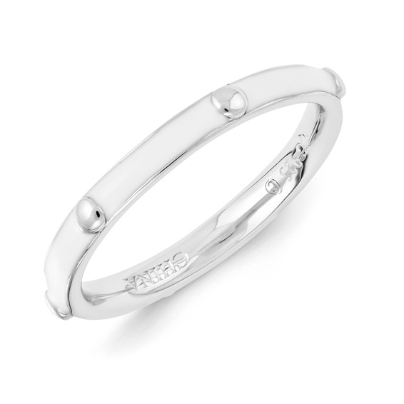 Sterling Silver Stackable Expressions White Enameled Ring