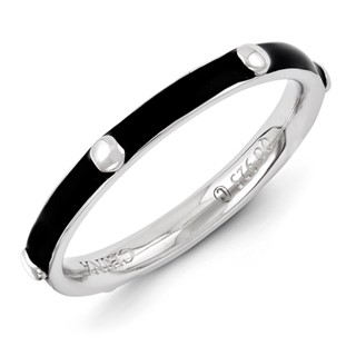 Sterling Silver Stackable Expressions Black Enameled Ring