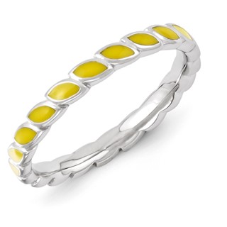 Sterling Silver Stackable Expressions Yellow Enameled Ring