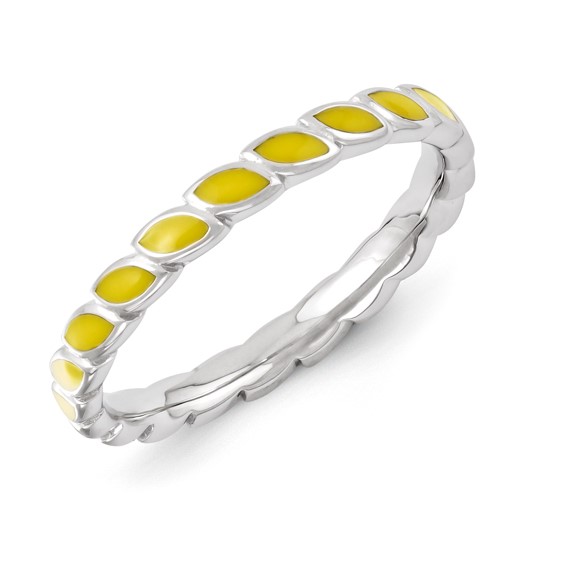 Sterling Silver Stackable Expressions Yellow Enameled Ring