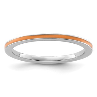 Sterling Silver Stackable Expressions Orange Enameled 1.5mm Ring