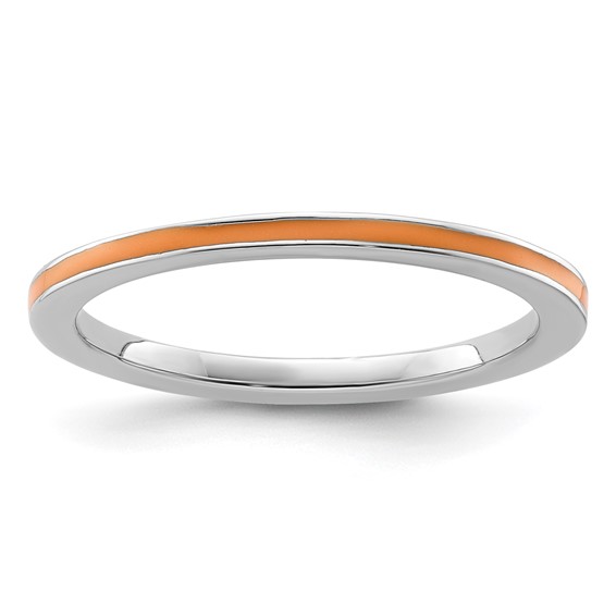 Sterling Silver Stackable Expressions Orange Enameled 1.5mm Ring