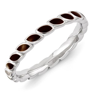 Sterling Silver Stackable Expressions Brown Enameled Ring