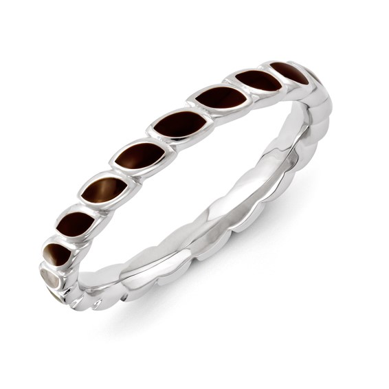 Sterling Silver Stackable Expressions Brown Enameled Ring