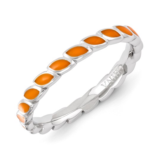 Sterling Silver Stackable Expressions Orange Enameled Ring