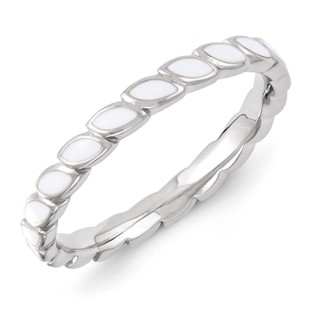 Sterling Silver Stackable Expressions White Enameled Ring